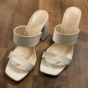Nine West White Heeled Sandals with Square Toe 8
